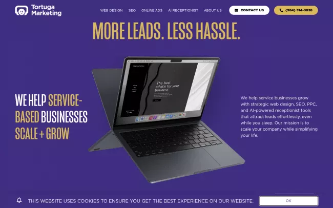 Screenshot of the Tortuga Marketing Website