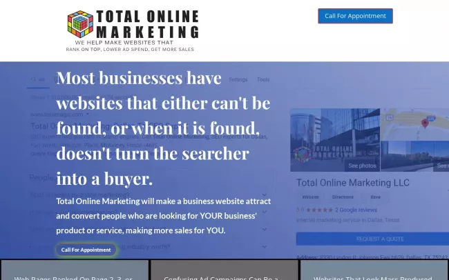 Screenshot of the Total Online Marketing LLC Website