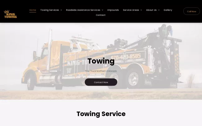 Screenshot of the Towing Loveland Website