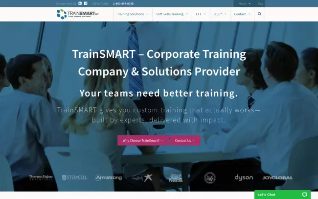 Screenshot of the TrainSmart Website