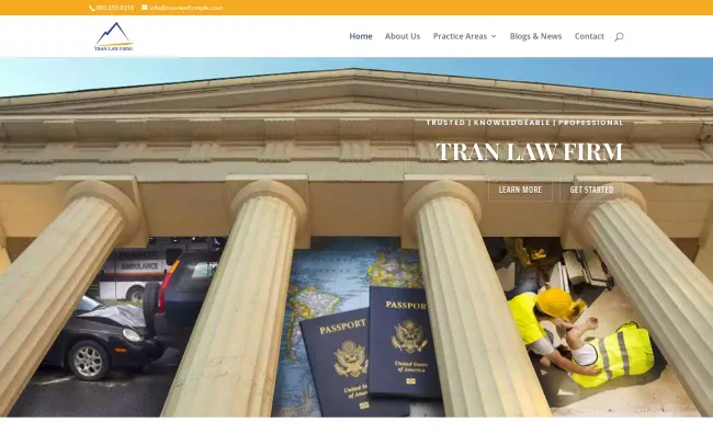 Screenshot of the Tran Law Firm, PLLC Website