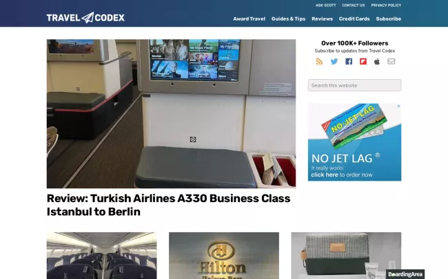 Screenshot of the Travel Codex Blog