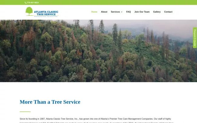 Screenshot of the Atlanta Classic Tree Service, Inc | Tree Removal | Arborist Website