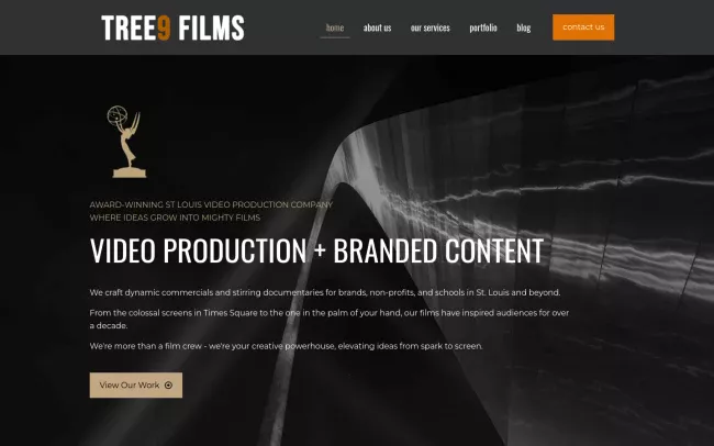 Screenshot of the Tree9 Films Website