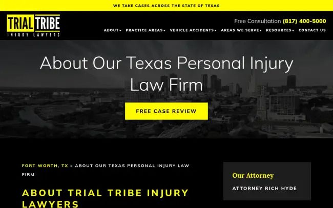 Screenshot of the Trial Tribe Injury Lawyers Website