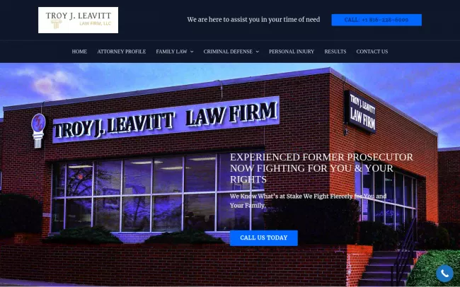 Screenshot of the Troy J. Leavitt Law Firm Website
