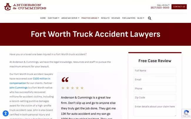 Truck Accident Lawyers Fort Worth - Anderson & Cummings