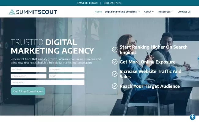 Screenshot of the Summit Scout Website
