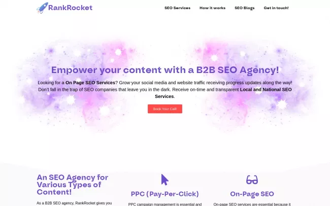 Screenshot of the RankRocket Website