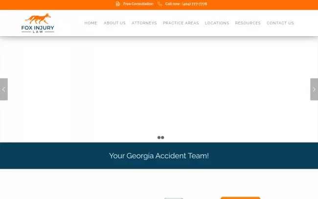 Screenshot of the Fox Injury Law - Atlanta, GA Personal Injury Lawyer Website
