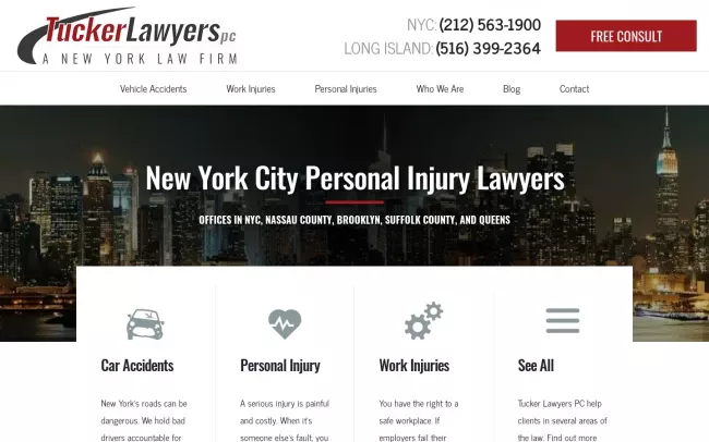 Screenshot of the Tucker Lawyers PC Website