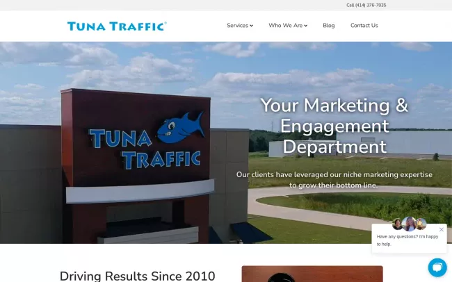 Screenshot of the Tuna Traffic Website