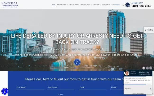 Screenshot of the The Umansky Law Firm Website