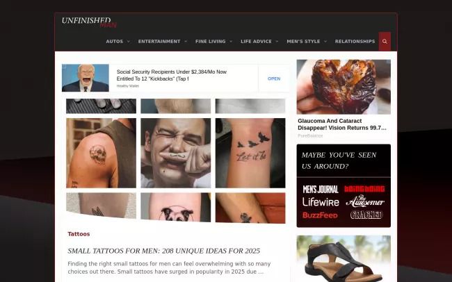 Screenshot of the Unfinished Man Blog