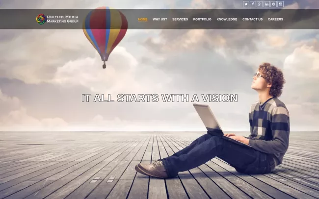 Screenshot of the Unified Media Marketing Group Website
