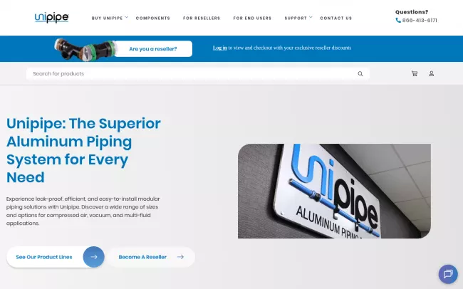 Screenshot of the Unipipe Website
