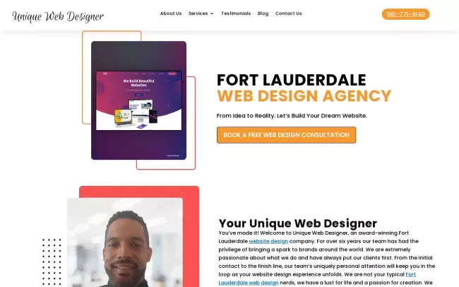 Screenshot of the Unique Web Designer Website