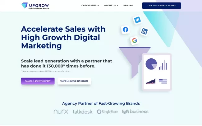 Screenshot of the Upgrow Digital Marketing Website
