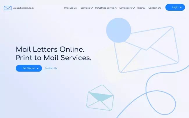 Screenshot of the UploadLetters.com: Your Premier Partner for Online Mailing Services Website