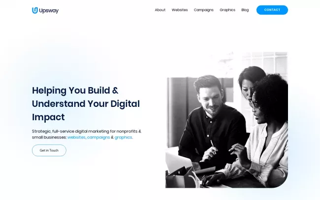 Screenshot of the Upsway Marketing Website