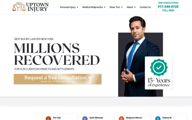 Screenshot of the Uptown Injury Law PLLC Website