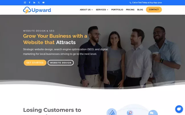 Screenshot of the Upward Digital Marketing Website