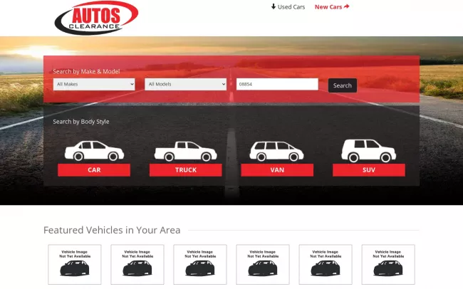 Screenshot of the Autos Clearance Website