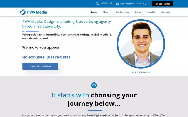 Screenshot of the PWA Media Website