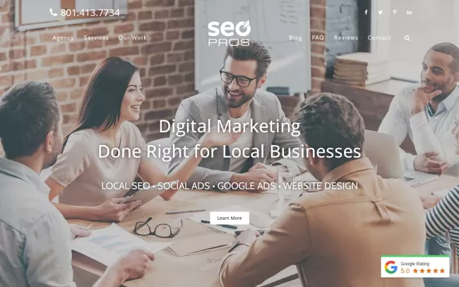 Screenshot of the SEO Pros Website