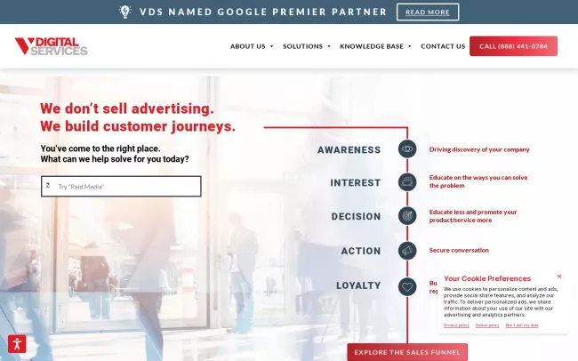 Screenshot of the V Digital Services Website