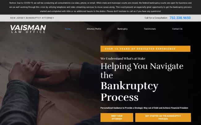 Screenshot of the Vaisman Law Office Website