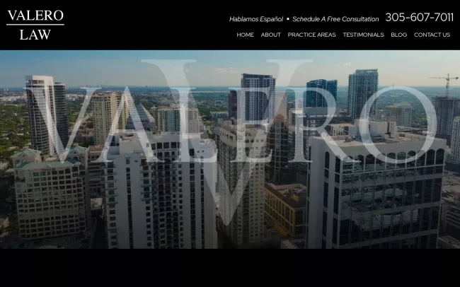 Screenshot of the Valero Law Website