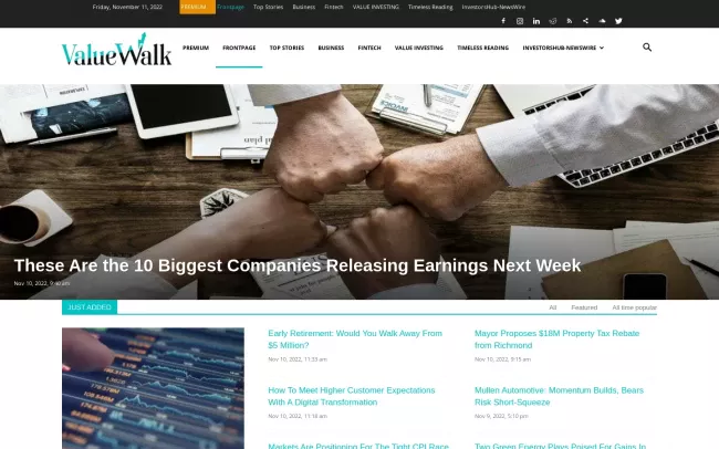 Screenshot of the Value Walk Blog