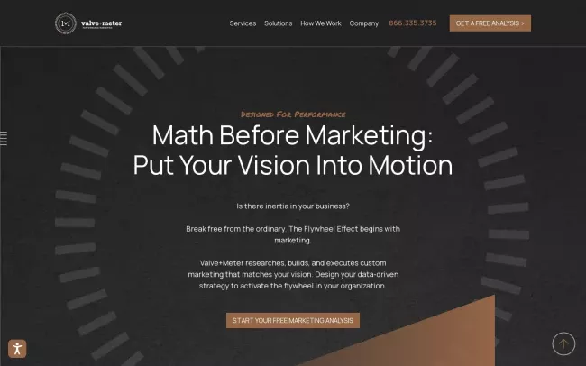 Screenshot of the Valve+Meter Performance Marketing Website