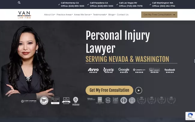 Screenshot of the Van Law Firm Injury and Accident Attorneys Website