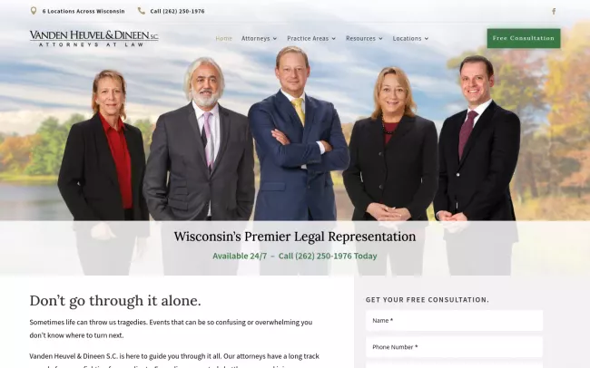 Screenshot of the Vanden Heuvel & Dineen S.C. Website