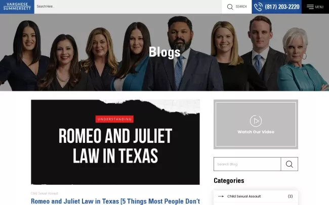 Screenshot of the Varghese Summersett PLLC Blog