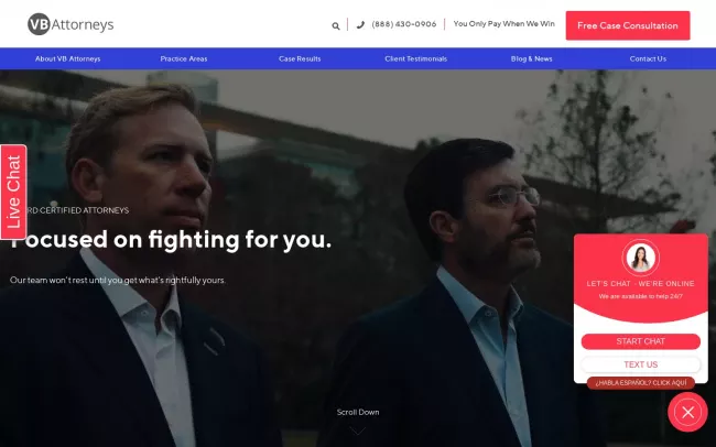 Screenshot of the VB Attorneys Website