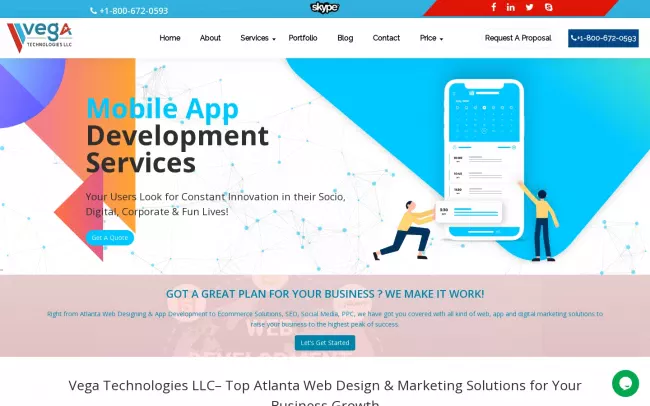 Screenshot of the Vega Technologies LLC - Atlanta Web Design & SEO Company Website