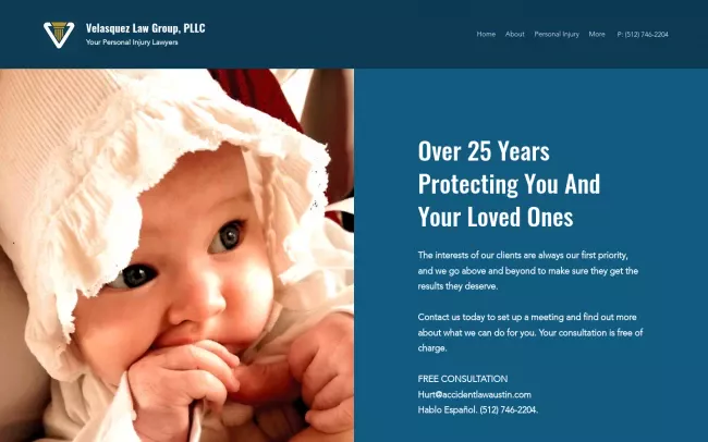 Screenshot of the Velasquez Law Group, PLLC Website