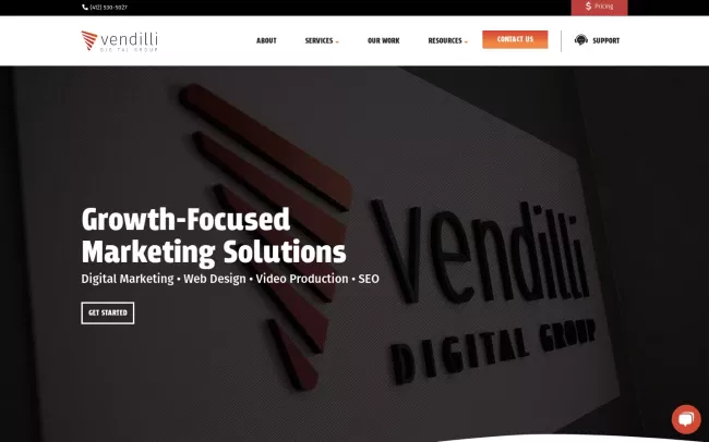 Screenshot of the Vendilli Digital Group Website