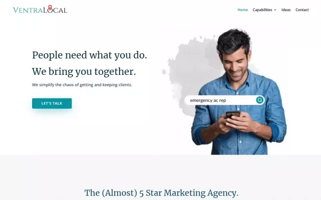Screenshot of the VentraLocal Marketing Website