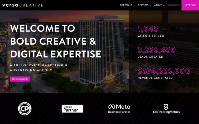 Screenshot of the Versa Creative Website