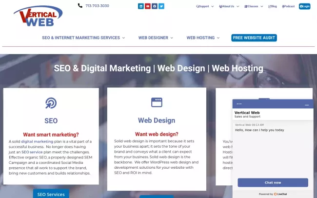 Screenshot of the Vertical Web Website