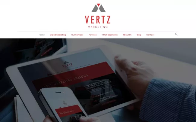 Screenshot of the Vertz Marketing Website