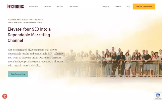 Screenshot of the Victorious SEO Website