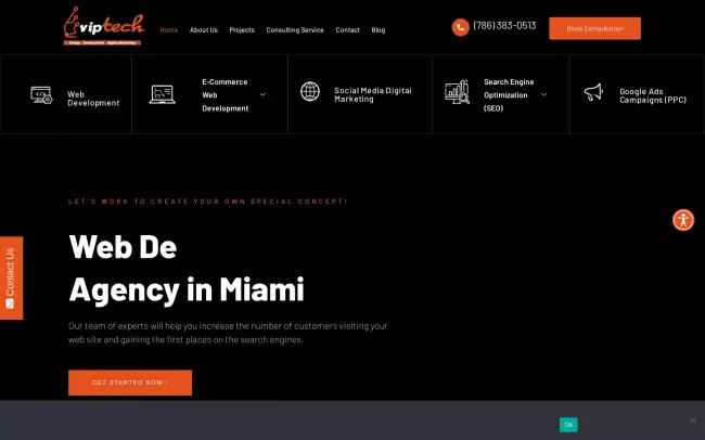 Screenshot of the VIP TECH CONSULTING - Design, Development, Digital Marketing Website