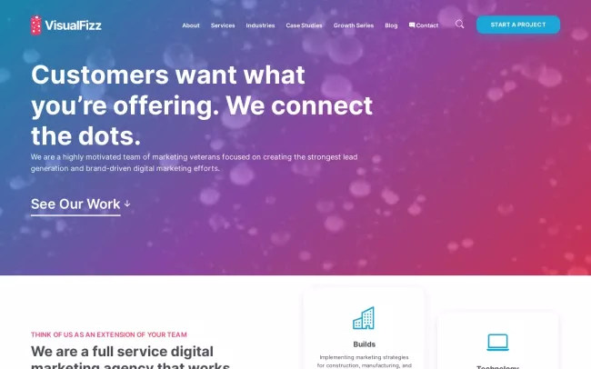 Screenshot of the VisualFizz Website