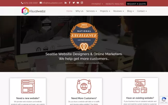 Screenshot of the Visualwebz | Seattle Web Design & SEO Website