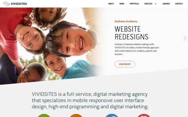 Screenshot of the VIVIDSITES Website